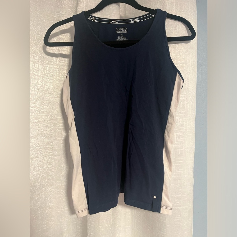 Lauren Ralph Lauren Blue Fitted Sleeveless Tank Top